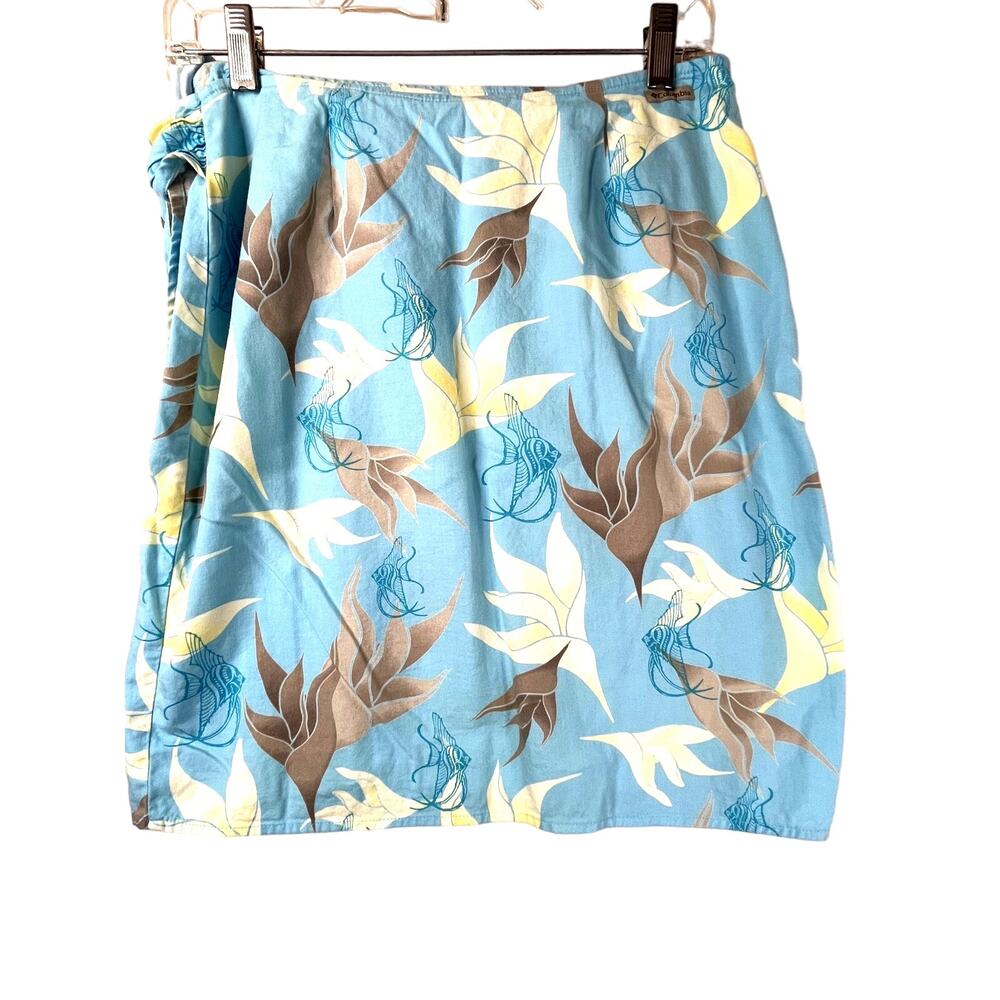 Columbia wrap skirt tropical fish print in blue/yellow/brown, size S - Picture 7 of 9